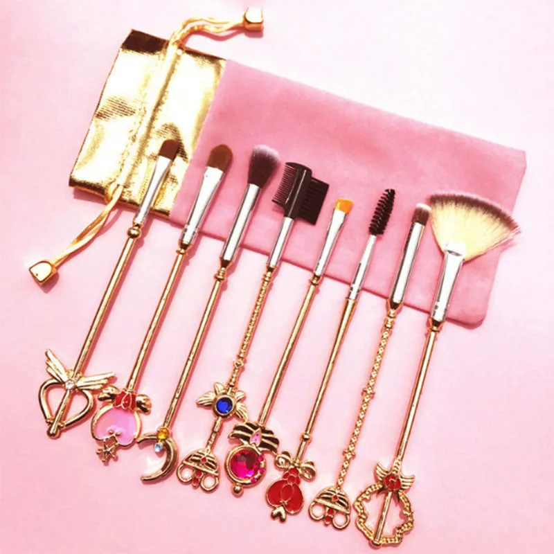 Style C AiceBeu Sailor Moon Sakura, косметические кисти, набор кистей для макияжа, 8 шт., набор инструментов, подводка для глаз, шейдер, натуральный-синтетический Розовый инструмент для волос - Handle Color: Style C