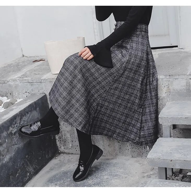 Новинка 2020 женские комплекты из двух предметов в клетку свитер с расклешенным