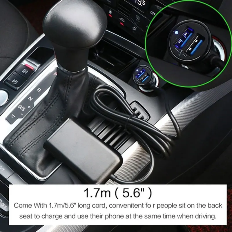 Автомобильное зарядное устройство Vehemo с 4 USB портами зарядный адаптер для