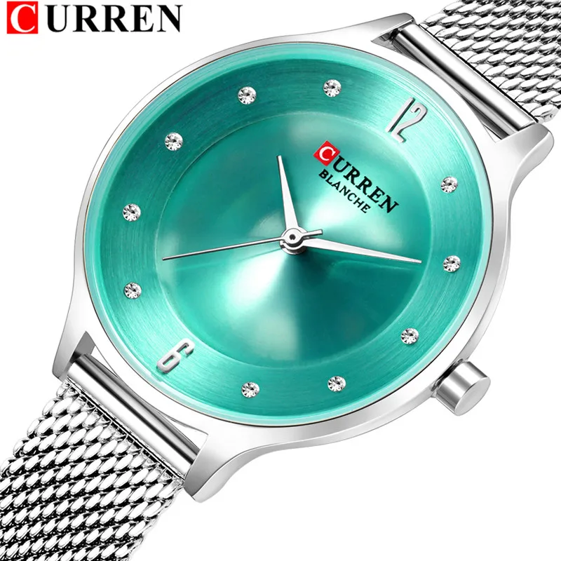 CURREN 9036 Роскошные наручные часы женские кварцевые из нержавеющей стали