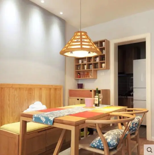 

Chandelier creative log and room lamps restaurant lights solid wood Nordic lamp
