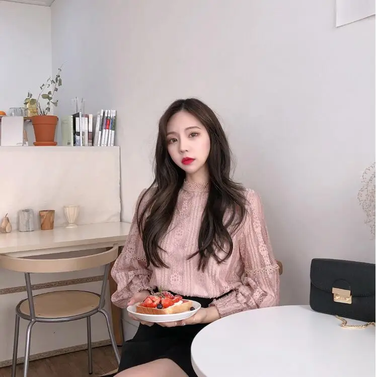 Новые женские блузки топы модная кружевная блузка с цветочным узором Женская