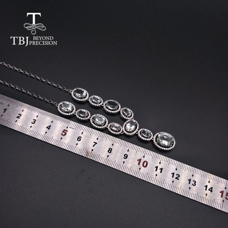 TBJ, зеленое аметистовое ожерелье, ожерелье из Празиолита, натуральный драгоценный камень, серебро 925 пробы, элегантный дизайн, хорошее ювелирное изделие для женщин, подарок