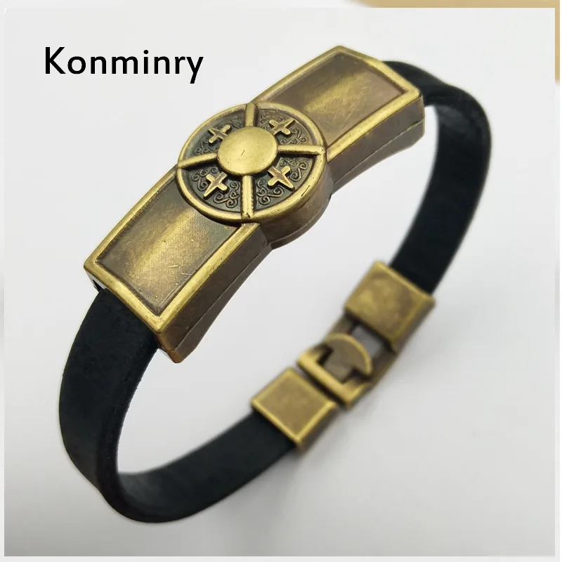 Мужской и женский кожаный браслет Konminry винтажный из бронзовой кожи с