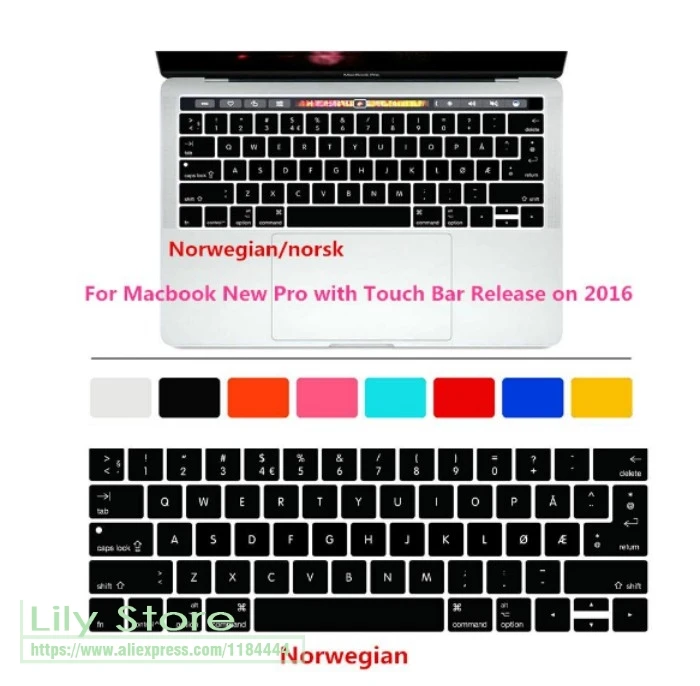 Норвежский норск силиконовый чехол для клавиатуры кожи Macbook New Pro 13 &quotA1706 15&quot A1707 с