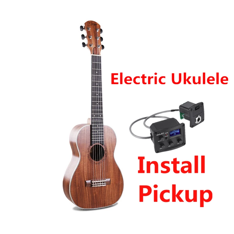 pickup Guitalele Guilele 30 дюймов все акации Guitalele Мини электрическая баритон Акустическая гитара 6 струн Ukelele Pickup туристическая гитара - Цвет: pickup