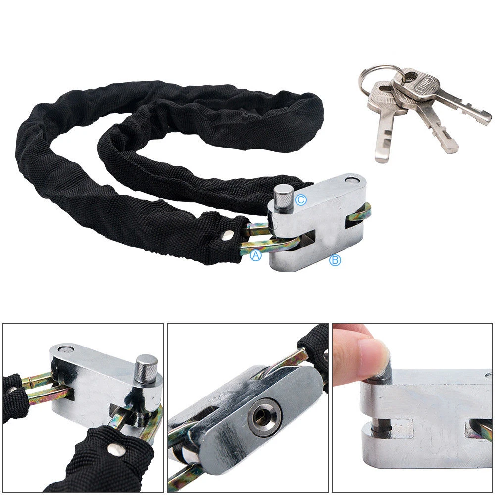 High Quality Hardened Steel Anti-theft Lock Protective Textile Outer Sleeve Motorcycle Scooter Bicycle Heavy Duty Chain | Автомобили и