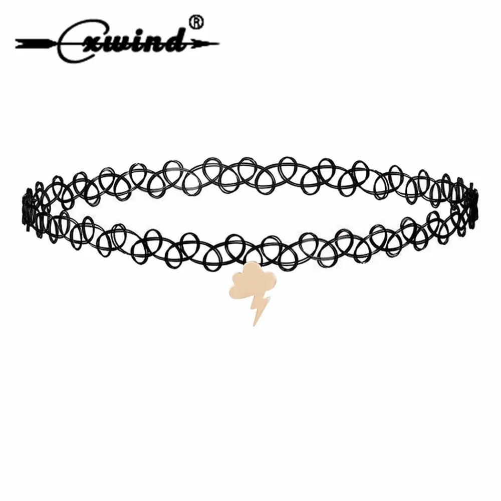 Женская подвеска гром Cxwind Черная кружевная с ложным воротником эффектные