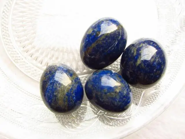 

Natural lapis lazuli egg shaped decoration with stand free shipping