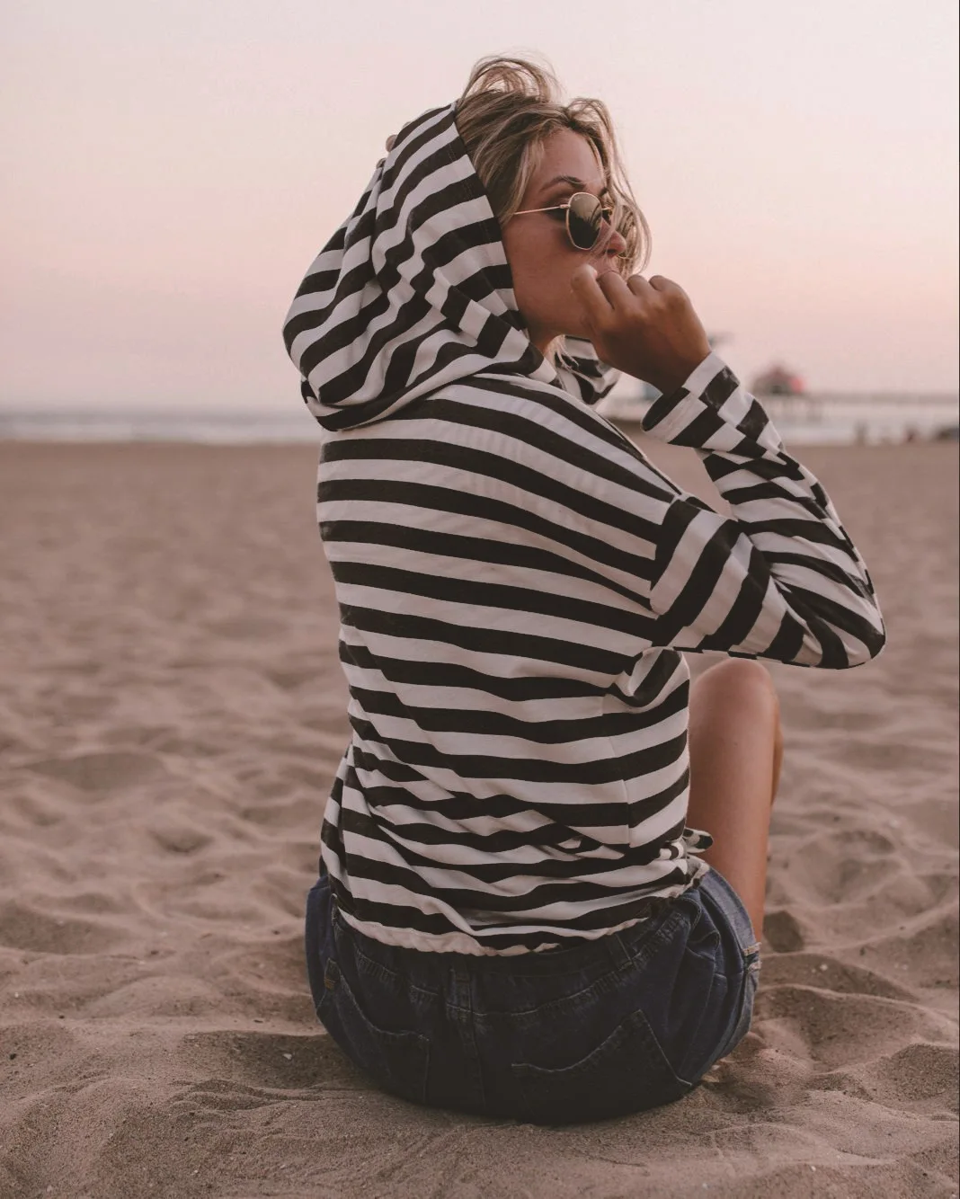 Футболка женская рубашка с длинными рукавами корейский стиль Девушка Полосатый