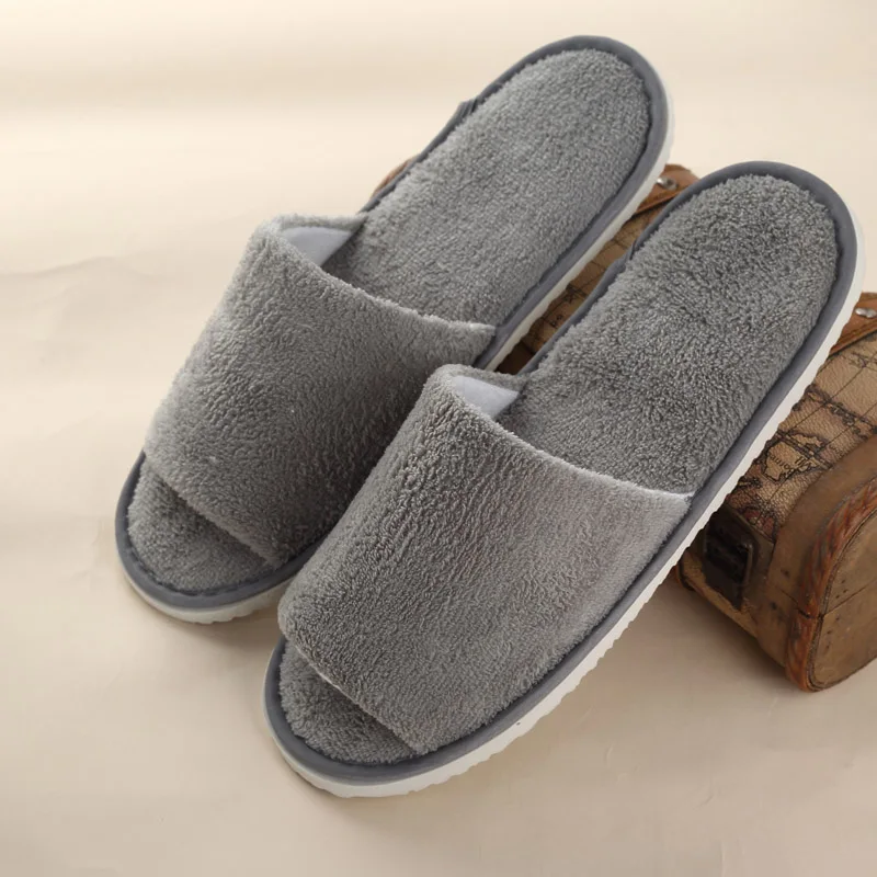 open toe gray 10 пар одноразовых тапочек; мужские тапочки для гостиницы; одноразовые домашние тапки для отеля; Клубные тапки для салона красоты - Цвет: open toe gray