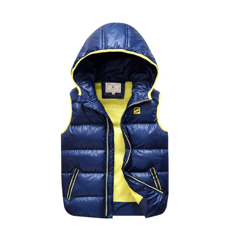 dark blue Детский жилет, детский жилет для девочек, куртка с капюшоном, зимний жилет весна для мальчиков, верхняя одежда для детей, пальто, большие От 8 до 17 лет для подростков - Цвет: dark blue