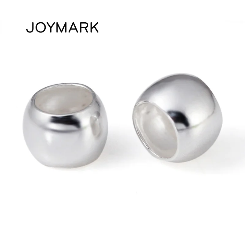 Гладкие Круглые Бусины JOYMARK из серебра 925 пробы с большим отверстием 4 мм