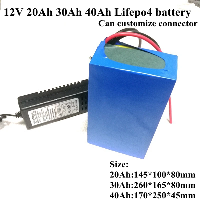 

Lifepo4 12v 30ah battery 12.8v 20Ah 40Ah lithium for 360W night market light bulb fishing Monitoring equipment +5A charger