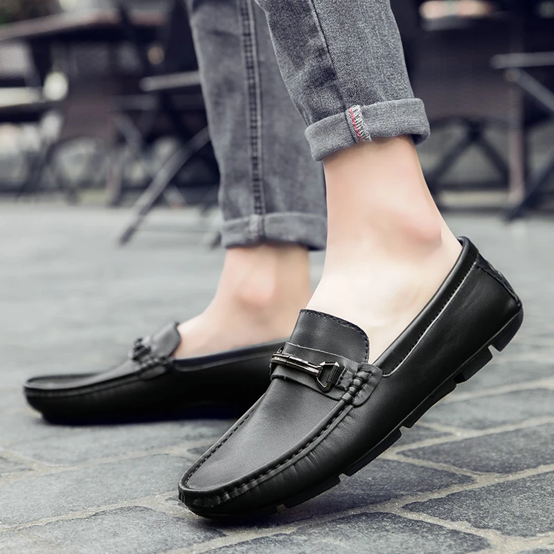 

ALCUBIEREE Fashion Mens Loafers Italian Handmade Moccasins for Man Casual Slip-on Boat Shoes Split Leather Driving Shoes Hommes