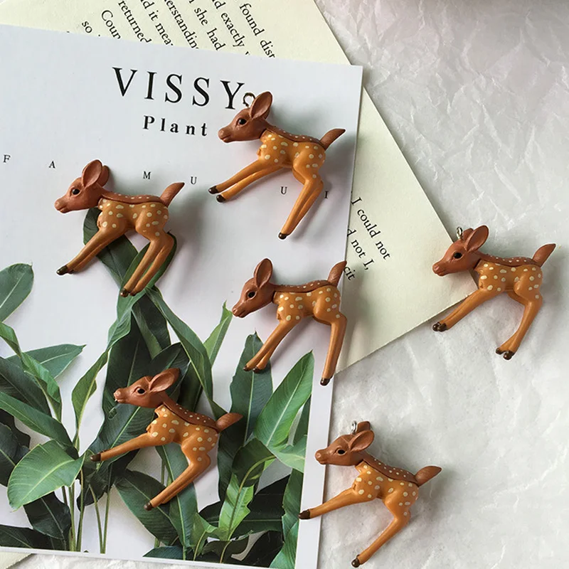 

2 шт., подвески из смолы с искусственным Сиком и оленем, для самостоятельного изготовления ювелирных изделий, ожерелье с милыми животными, бр...