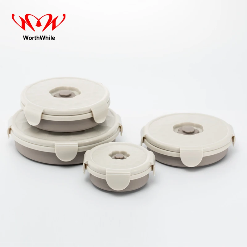 Стоящая портативная складная силиконовая чаша для хранения еды креативная