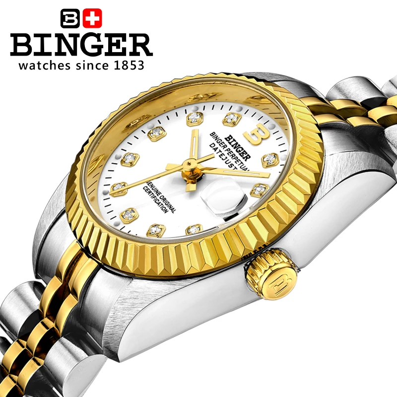 Мужские и женские классические автоматические часы BINGER Water Ghost механические из