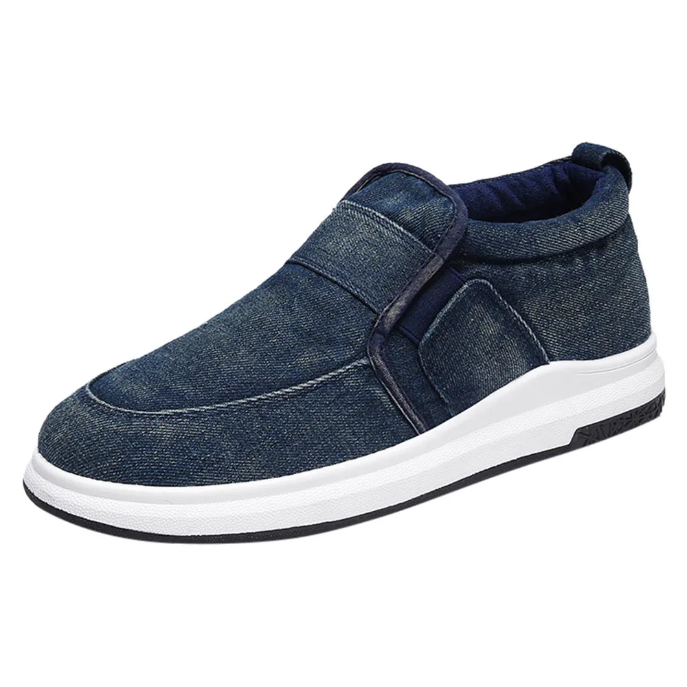 Men Canvas Shoes Male Mens Flat Heel Breathable Slip On Casual Loafers Chaussure Homme Black | Обувь