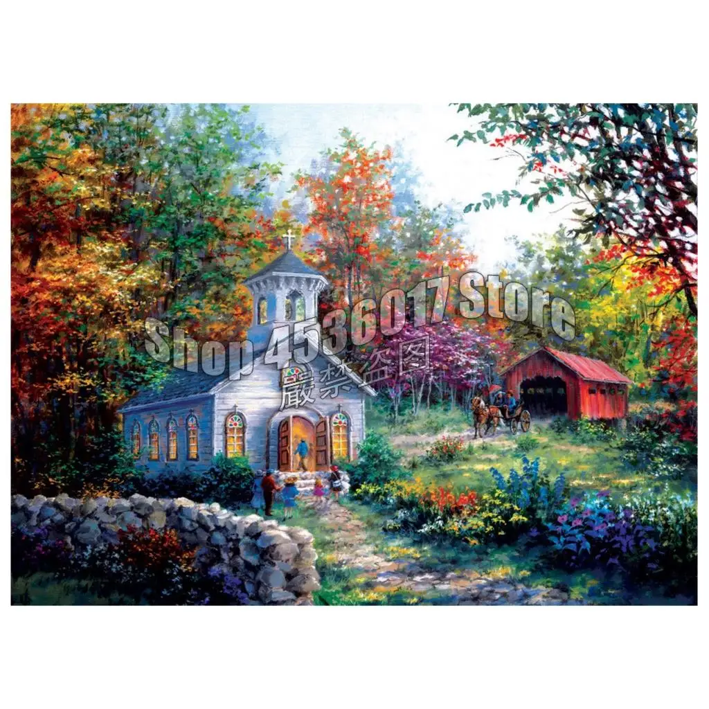 

Countryside landscape Full Square Drill 5D DIY Diamond Painting Fall Cabins, Cottages Embroidery Cross Stitch Mosaic Home Decor