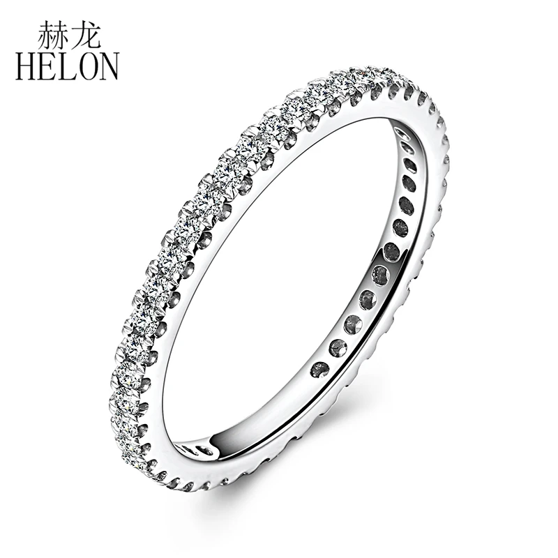 HELON Solid 14 K белое золото 1,5 мм широкий диапазон Природные Алмазы вставленные мостовой закрепкой 0.33CT обручальное кольцо артистические женские ювелирные изделия
