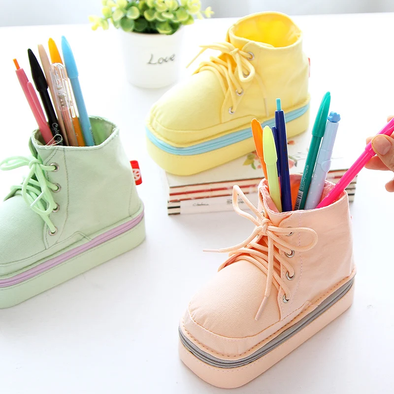 

simple cute Canvas shoes Multi-functional large capacity Unisex pencil bag free shipping