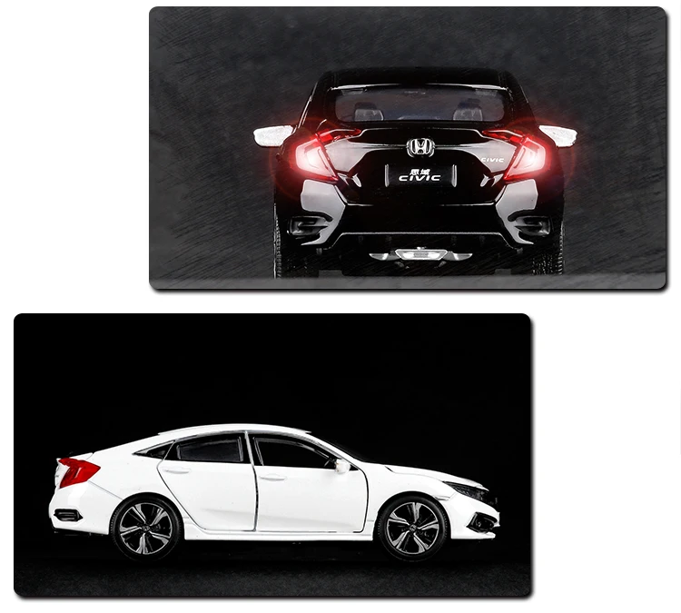 Новинка 1/32, имитация, Honda Civic, Игрушечная модель, литье под давлением, со звуком и светильник, игрушка-автомобиль, подарок на день рождения для детей