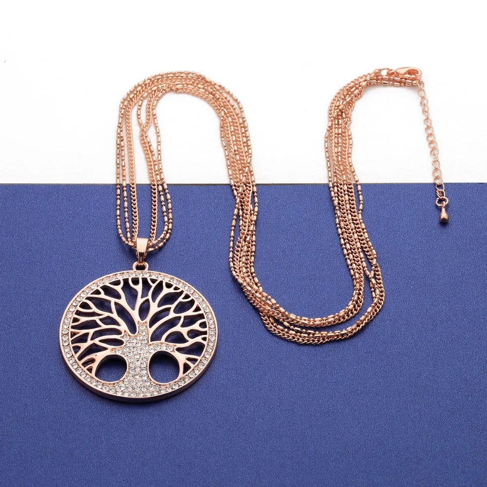 Женское ожерелье с подвеской золотое дерево жизни многослойная цепочка длинное