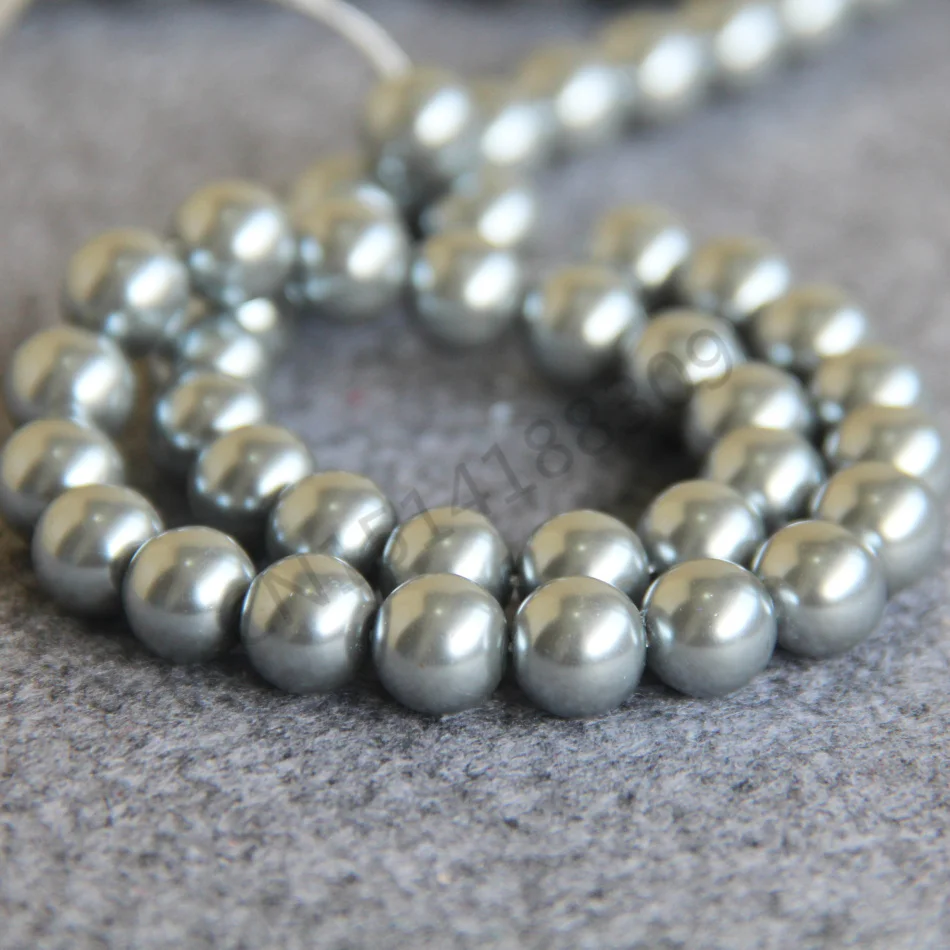 Ожерелье и браслет 10 мм серебряная ракушка жемчужные бусины сделай сам подарок