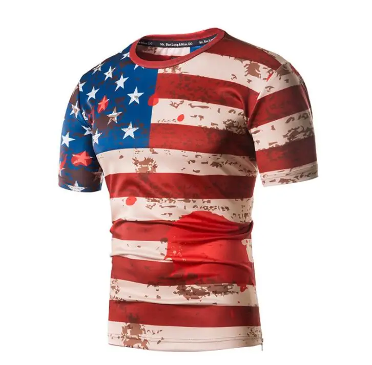 

summer man t shirt men tshirt hip hop streetwear short sleeve t-shirt men t shirts American flag print camiseta shirt fashion