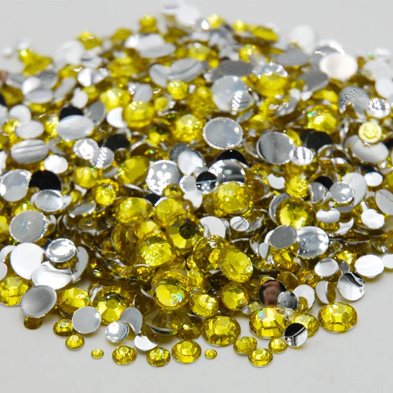 Новый смешанный размер цитрин цветной 3D очаровательный плоский задний