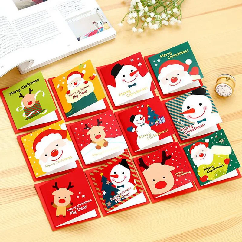 5PCS Merry Christmas Santa Claus Paper Postcard Decoupage Post Greeting Card Message Gift Cards | Канцтовары для офиса и дома