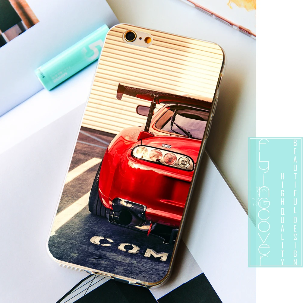 Coque Transparent Clear Soft TPU Phone Cases for iphone 7 7Plus iPhone 5S 5 SE 6 6S Plus 4S 4 Case Red Car Tuned Supra Cover |