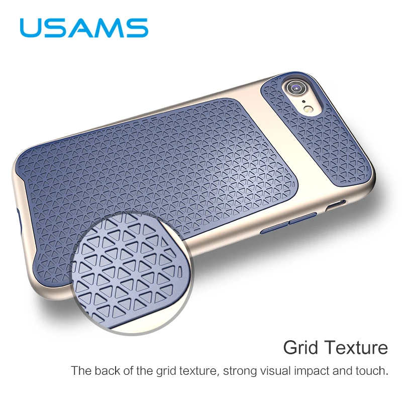 USAMS Anti-knock PC & TPU Case For iPhone 7 / Plus Anti Skid Grid texture Cover for iphone iPhone7 | Мобильные телефоны и