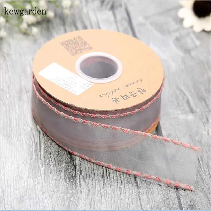 Kewgarden 15 мм 25 38 Цветные ленты из органзы DIY бант атласная лента вручную
