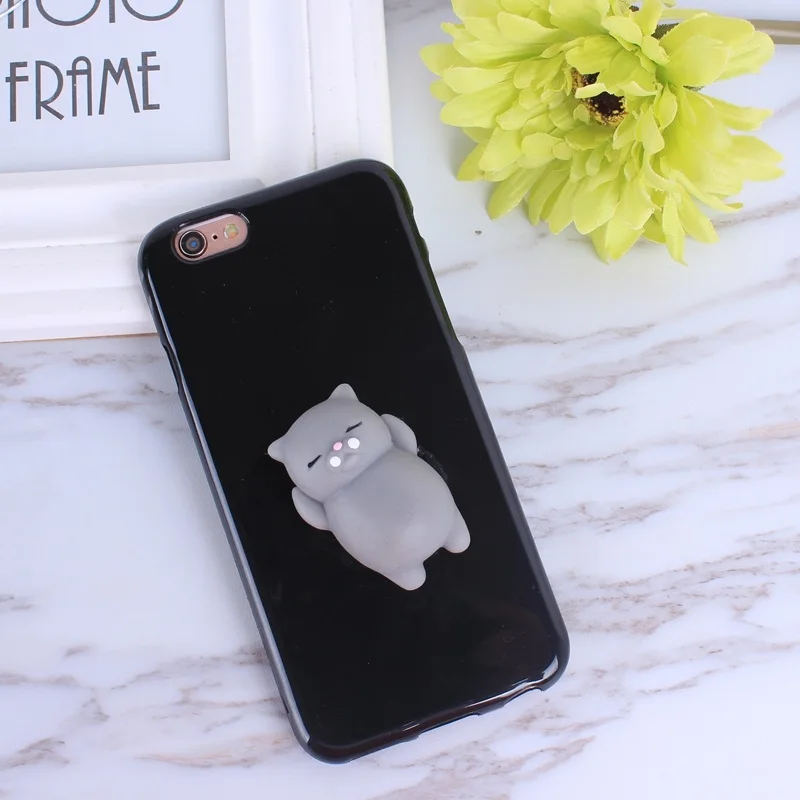 Серебристый Мягкий чехол с объемным рисунком медведя кошки для iphone 6, яркие цвета, мягкий чехол из ТПУ для iphone 6, 6 S, 5, 5S, SE, 7, 8, 8Plus - Цвет: Серебристый