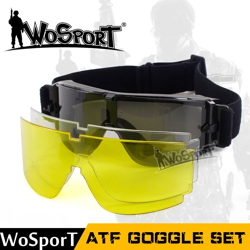 

WOSPORT Tactical USMC Airsoft X800 Goggle Hunting Military Paintball Wind Dust Protection Glasses 3 Lens Outdoor Hiking Sunglass