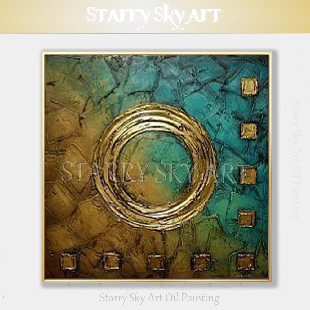 

High Quality Wall Art Abstract Circle Picture for Wall Decor Handmade Modern Abstract Thick Knife Oil Painting for Living Room