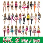 NK 5 шт.компл. платье для куклы принцессы, благородное платье для куклы Барби, аксессуары для кукол, модный дизайнерский наряд, лучший подарок, игрушки для кукол JJ