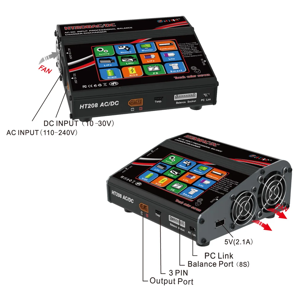 HTRC HT208 AC/DC 4.3&quotColor LCD Touch Screen 420W 20A RC Battery Balance Charger/Discharger for 1-8s Lilon/LiPo/LiFe/LiHV | Игрушки и