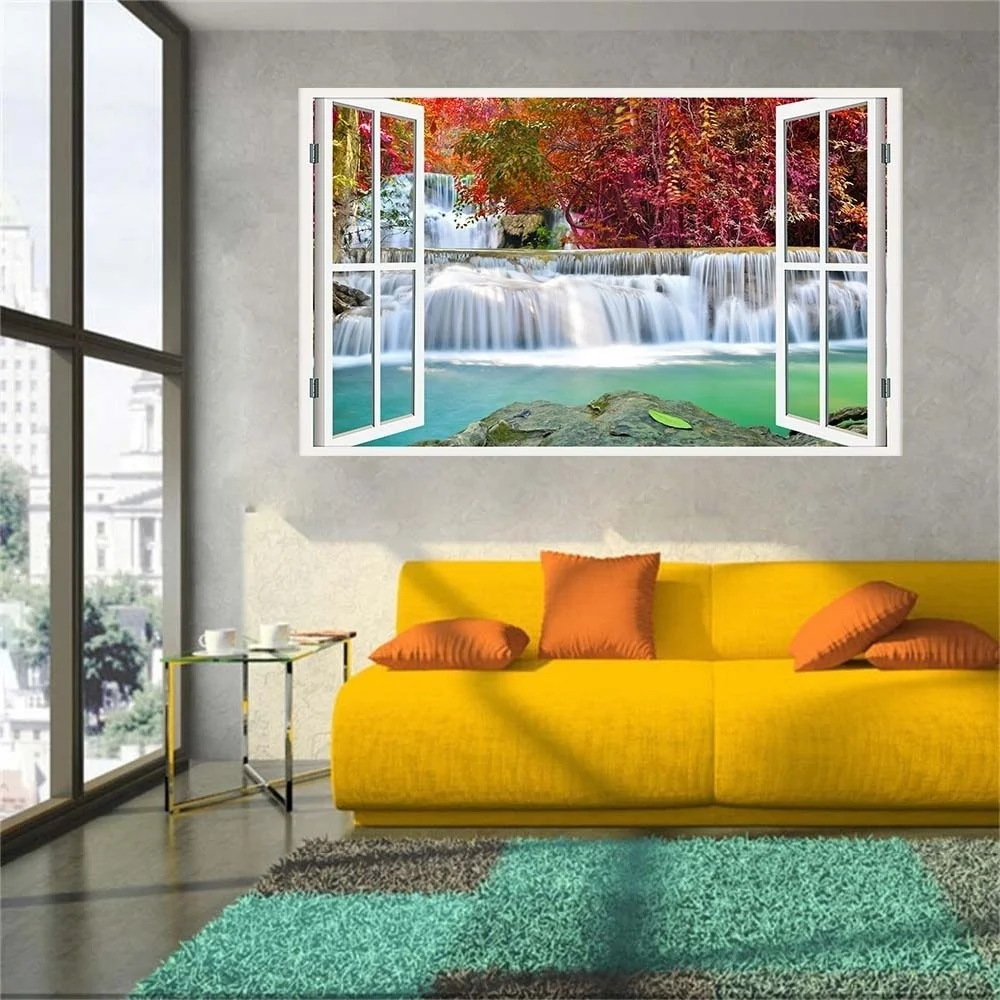 Новый продукт 3D наклейка в виде окна стены Стикеры домашнего декора джунгли
