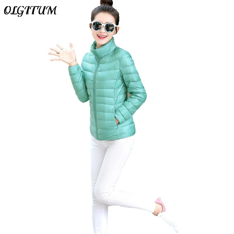 Женское ультралегкое пальто на утином пуху парка молнии с длинными рукавами и