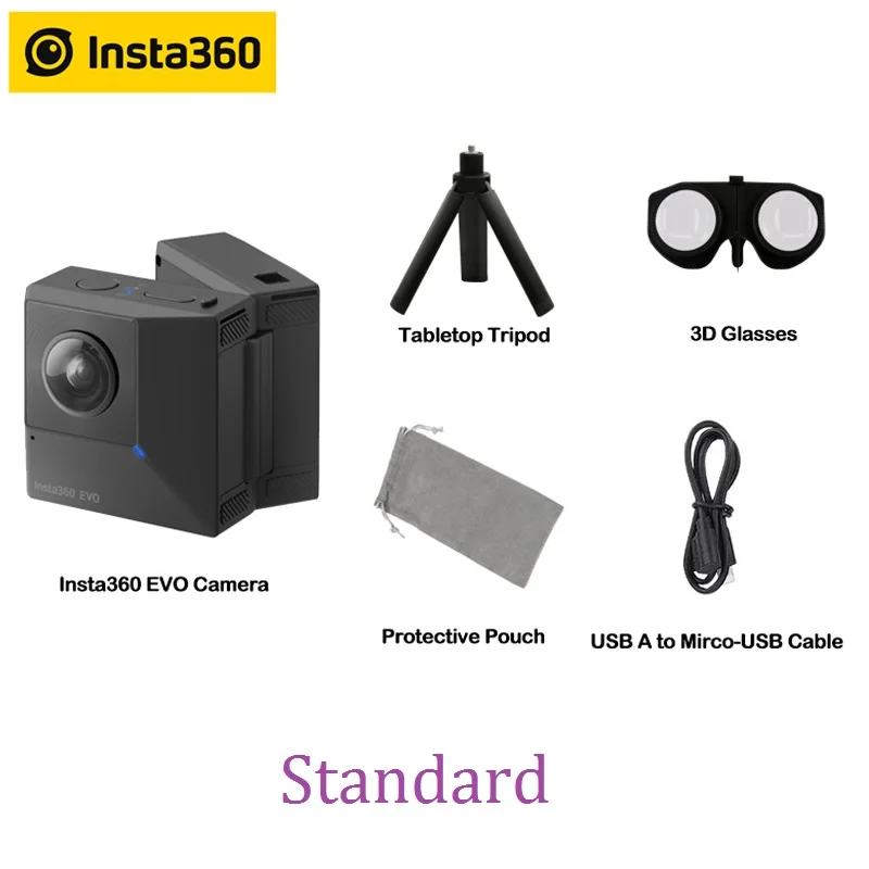 Standard Insta360 EVO 5,7 K видео 180 3D Очки виртуальной реальности VR/панорамный Insta 360 Камера для устройств на базе Android и iPhone XS/Xs Max/XR/iPhone X/8/8 plus/7/7 plus/6s/6s плюс - Цветной: Standard