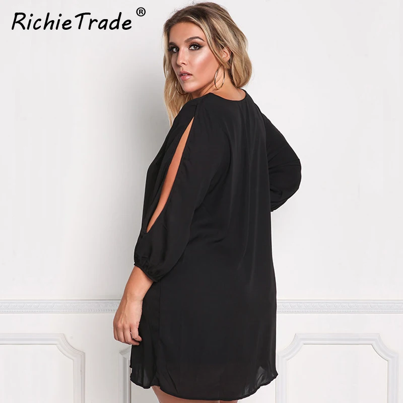 Женское шифоновое платье RICHIETRADE Летнее мини с v образным вырезом и открытыми