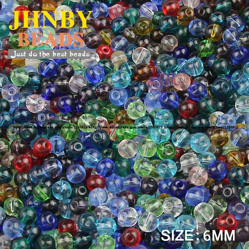 JHNBY круглые высококлассные разноцветные бусины россыпью диаметром 6 мм 100 шт. для