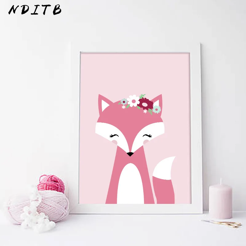 Настенная картина с изображением леса животных цветов детской комнаты