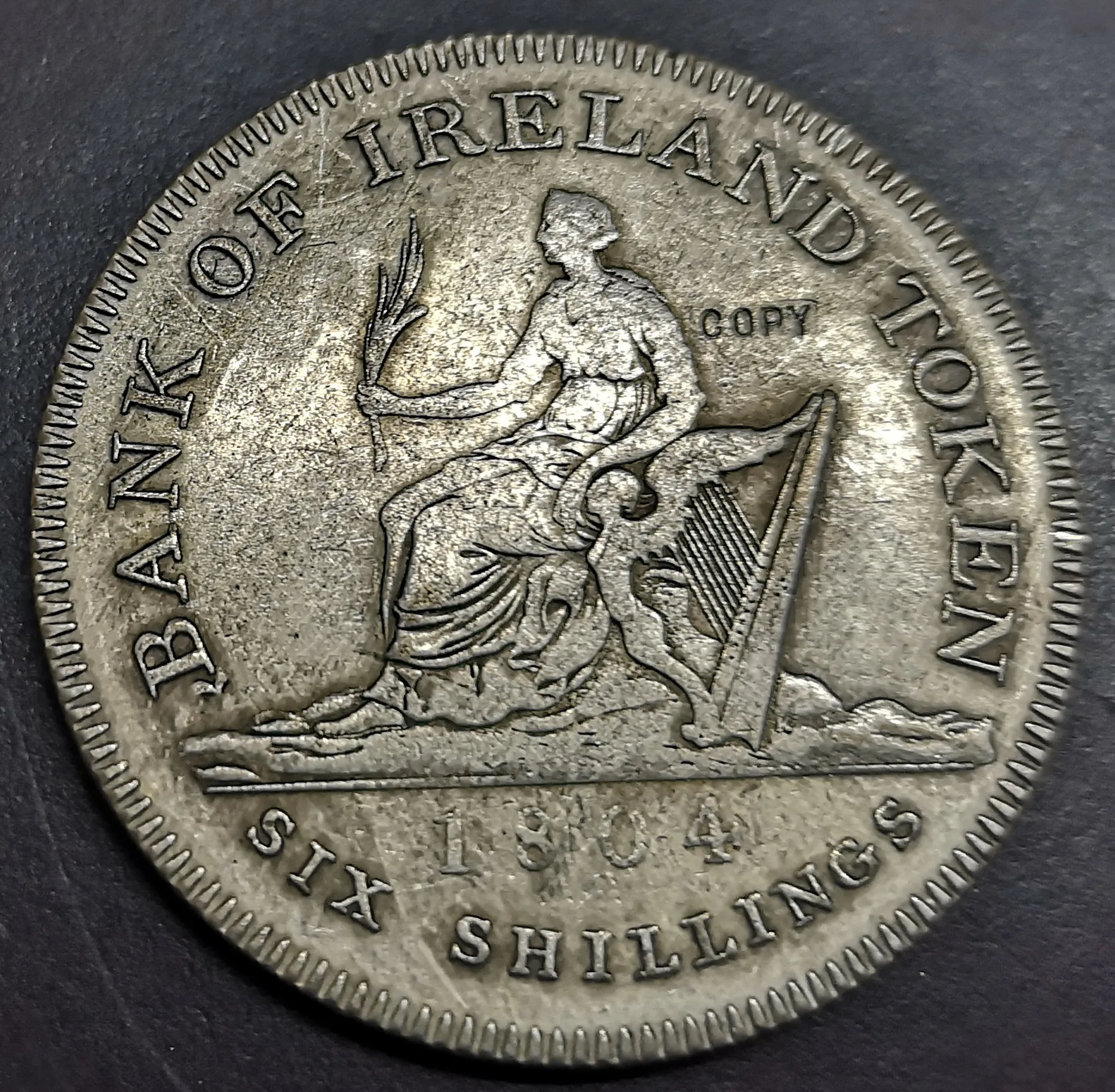 1804 Ireland 6 Shillings-Geroge III посеребренный жетон 41 мм