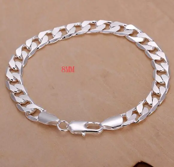H246 8MM Серебряные ювелирные изделия 6 мм-12 мм браслет для мужчин и женщин Звено Цепи Благородные Импозантные украшения свадебные подарки штампованные, H262 - Окраска металла: H246 8MM