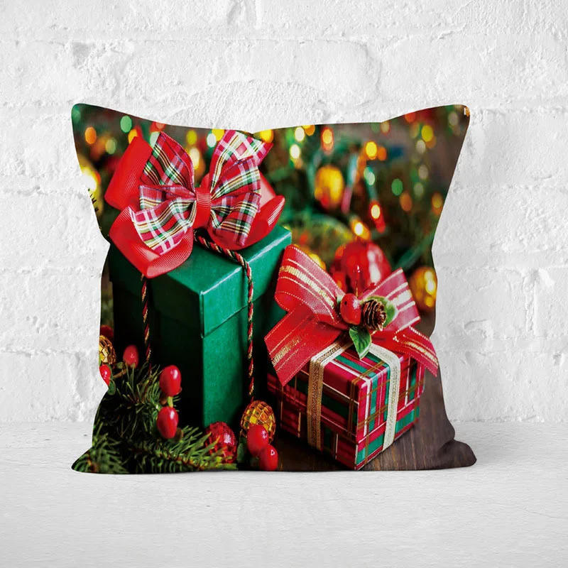 CUSCOV best selling Christmas soft polyester pillowcase Santa Claus bell gift sofa bed cushion | Дом и сад