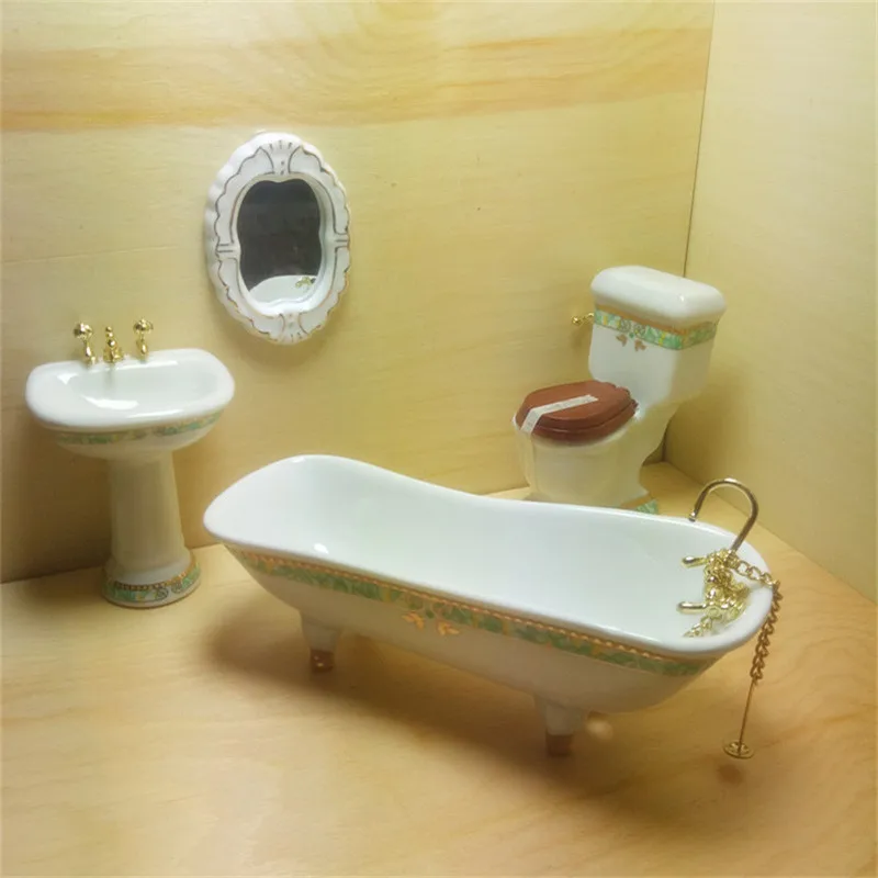 Doube K Имитация из чистого белого золота плетеная керамическая 1:12 для ванной